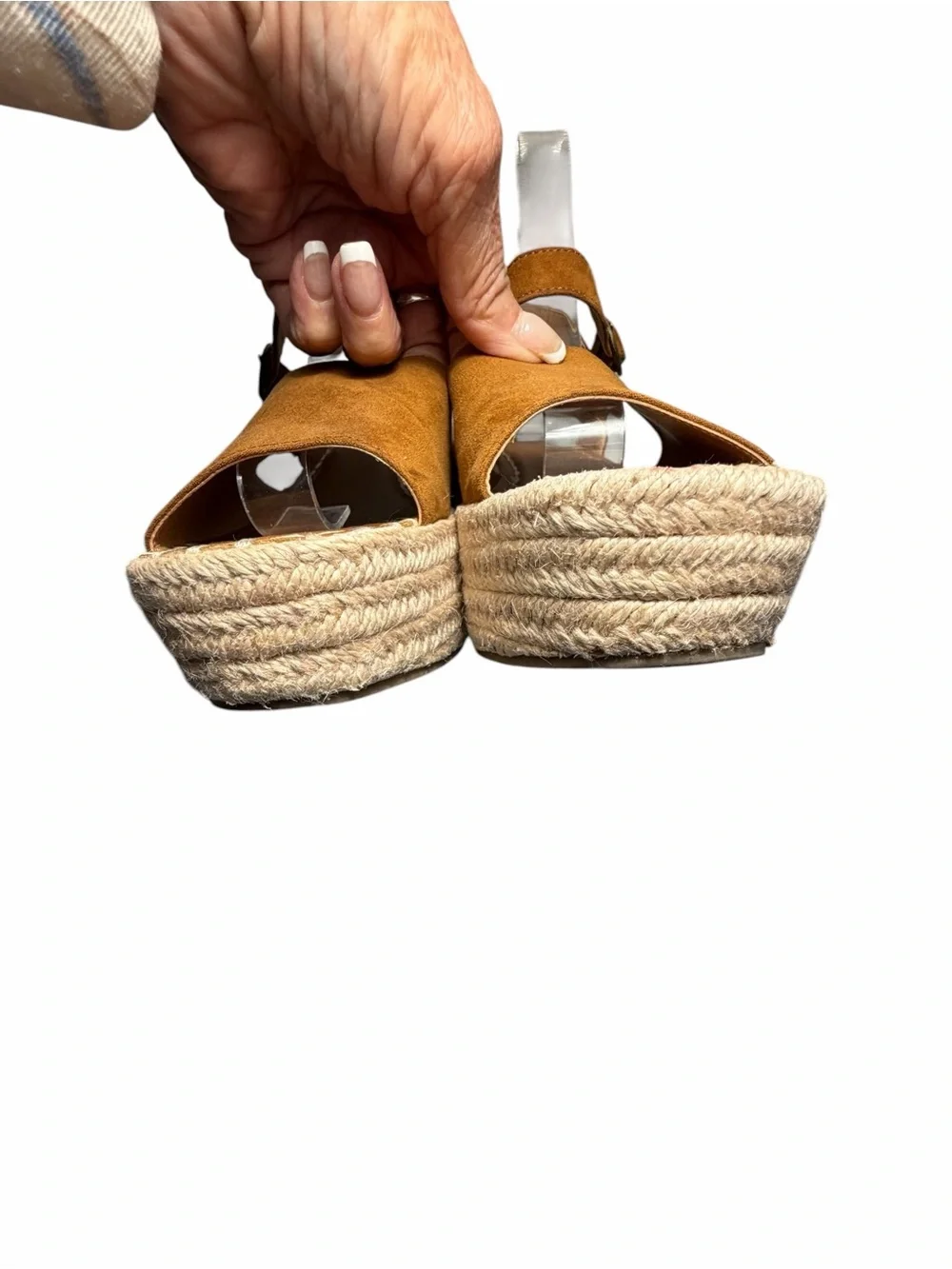 Sechelles Espadrille Suede Open-Toe Ankle Strap Wedge Sandals Sz 7.5